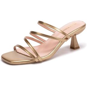 Frank Mully Women's Strappy Heels Comfortable Kitten-Heels Sandals Suqare Open Toe Cute Wedding Party Evening Prom Dress Pump Sandals Shoes