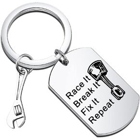 Gzrlyf Car Mechanic Keychain Race it Break it Fix it Repeat Racer Keychain Drag Racing Gifts Auto Mechanic Gifts Car Lover