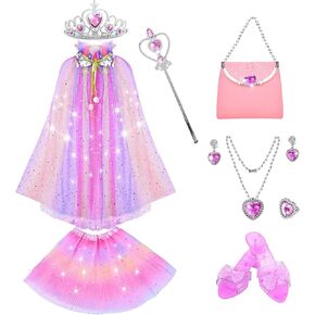 تنورة ومجوهرات فستان الأميرة من Aukidwld، هدايا لعب الأدوار لعمر 3 4 5 6 سنوات للفتيات الصغيرات في حفلة عيد الميلاد in Kuwait