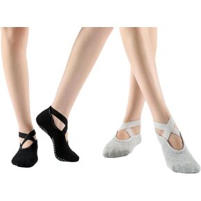 Toeless Yoga Pilates Socks Women Non-slip Grip Socks for Dance Barre Ballet Black Grey Ankle Socks