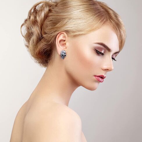 13 Pairs Stainless Steel Punk Y2K Black Dangle Earrings for Men, Skull Screw Cone etc Huggie Hoop Long Chain Piercing Hoop Earrings Set for Unisex in Kuwait