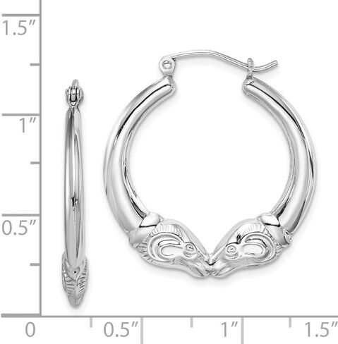 925 Sterling Silver Rams Head Hoop Earrings (25mm x 26mm) in Saudi Arabia