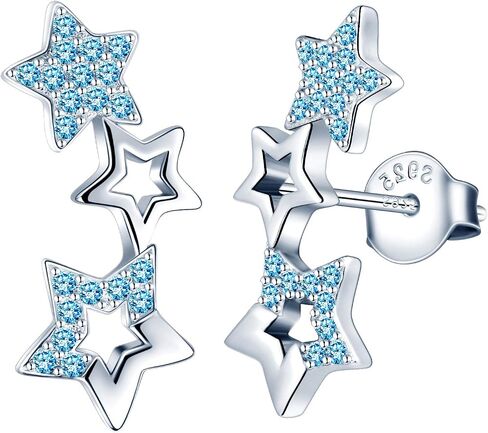 Stylish S925 Sterling Silver Stud Earrings Cubic Zirconia Stars Ear Crawlers for Women in Kuwait