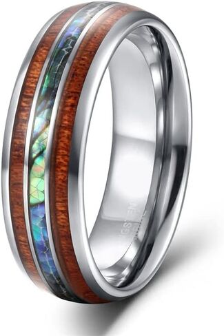 Giwotu Titanium Colorful Natural Abalone Shell Inlay Stainless Steel Ring for Women Men Mother of Pearl Sea Rippled Wedding Promise Couples Engagement Bands Party Confession Friendship Casual Match in Kuwait