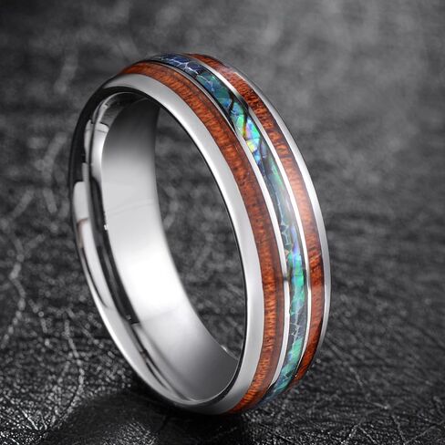 Giwotu Titanium Colorful Natural Abalone Shell Inlay Stainless Steel Ring for Women Men Mother of Pearl Sea Rippled Wedding Promise Couples Engagement Bands Party Confession Friendship Casual Match in Kuwait