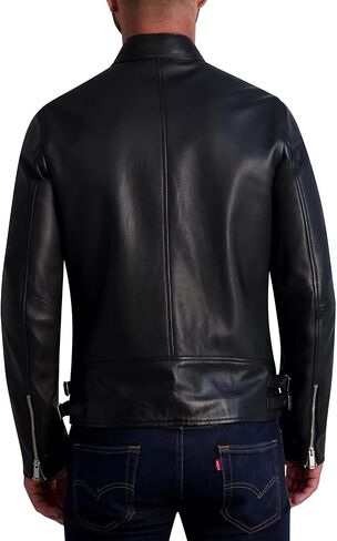 Karl Lagerfeld Paris Men's Leather Racer Jacket in Saudi Arabia