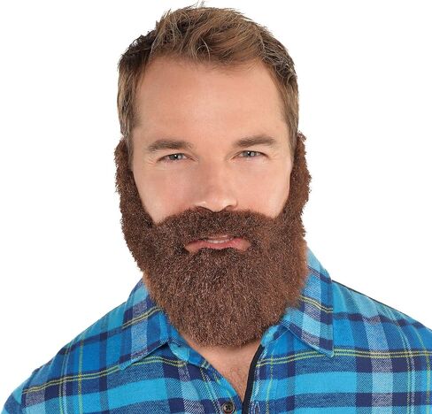 Amscan Brown Lumberjack Beard and Moustache (Adult Size) 1 Pc. - Natural-Looking Synthetic Hair, Perfect for Cosplays and Costume Parties in Saudi Arabia