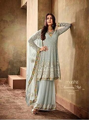 مناسبة خاصة ارتداء الأزياء الباكستانية الأنيقة Salwar Kameez Sharara Palazzo Suits in Saudi Arabia