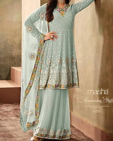 مناسبة خاصة ارتداء الأزياء الباكستانية الأنيقة Salwar Kameez Sharara Palazzo Suits in Saudi Arabia