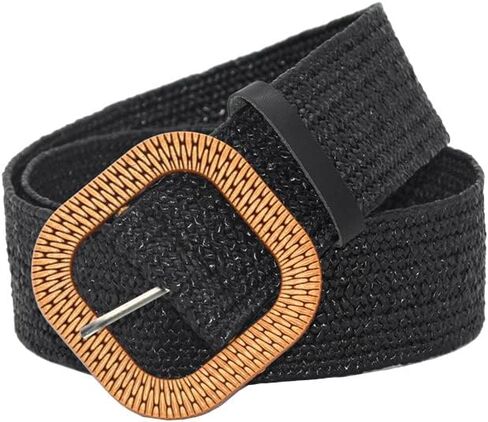 Womens Elastic Straw Rattan Waist Band Fashion Straw Woven Boho Ladies Braided Belt for Dress in Saudi Arabia
