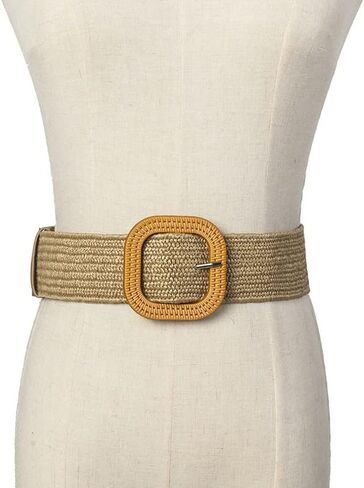Womens Elastic Straw Rattan Waist Band Fashion Straw Woven Boho Ladies Braided Belt for Dress in Saudi Arabia