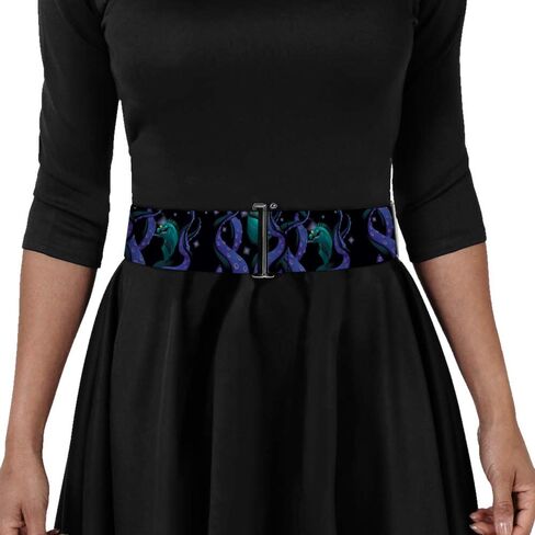 Buckle-Down Belt Women's Cinch Flotsam Jetsam Swimming In Ursulas Tentacles Black Purples Available In Adjustable Sizes in Kuwait