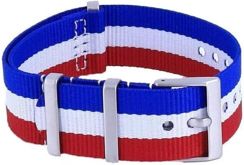 أحزمة ساعة من البوليستر - أحزمة ساعة من البوليستر بتصميم أعلام وطنية عسكرية كلاسيكية للرجال والنساء، مقاسات - 20 مم، 22 مم in Kuwait