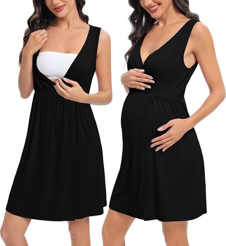 DIKFA Womens Maternity Set 2PCS Nursing Nightgown for Breastfeeding 3 in 1 Labor Delivery Nursing Dress Birthing Bathrobe Set in Saudi Arabia