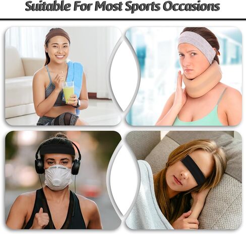 8PCS Sweat Bands Headbands, Non Slip Sweat Bands Headbands, Unisex Simple Square Sport Headband Elastic Soft Cotton Head Bands for Workout Yoga Running Sports in Kuwait