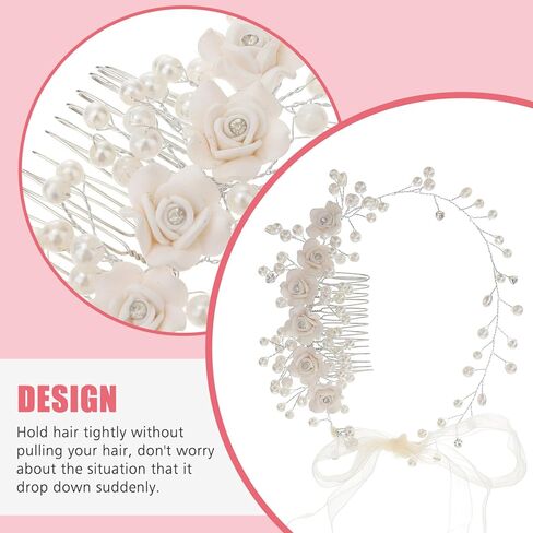 KALLORY Girls Headbands Kids Tiara Wedding Flower Girl Headband Pearls Headpiece Flower Hairband for Wedding Party Flower Girl Hair Accessory Flower Girl Hair Accessory in Kuwait