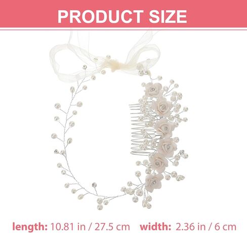 KALLORY Girls Headbands Kids Tiara Wedding Flower Girl Headband Pearls Headpiece Flower Hairband for Wedding Party Flower Girl Hair Accessory Flower Girl Hair Accessory in Kuwait