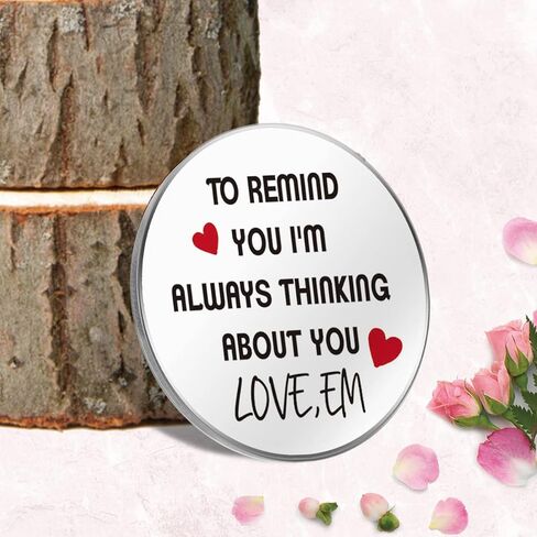 هدية رمز عناق الجيب بعبارة I'm Always Thinking About You من راوسيم، تذكار للعلاقات لمسافات طويلة من الستانلس ستيل مزدوج الجوانب مع سلسلة مفاتيح من جلد البولي يوريثين، هدية للابنة والابن والحبيب in Kuwait