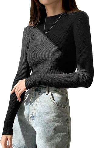 COZYEASE Women's Mock Neck Ribbed Knit Sweater Long Sleeve Slim Fit Knit Tops Casual Trendy Basic Tops in Saudi Arabia