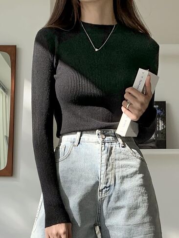 COZYEASE Women's Mock Neck Ribbed Knit Sweater Long Sleeve Slim Fit Knit Tops Casual Trendy Basic Tops in Saudi Arabia