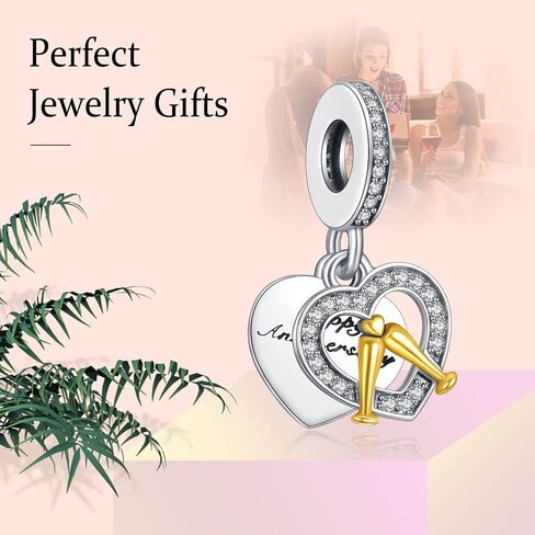 La Menars Hand Drawn Love Heart Happy Anniversary 928 Sterling Silver Pendant Beads with Cubic Zirconioa Fits Europe Charms Bracelets,Xmas Gifts for Women Girl Bracelet and Necklace in Saudi Arabia