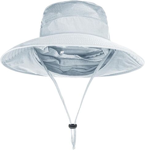 Sun Hats for Men Women with Neck Flap Fishing UPF 50+ UV Protection | Breathable Wide Brim Bucket Hat Water Resistant Adjustable Detachable Chin Strap Foldable Lightweight Hiking in Saudi Arabia