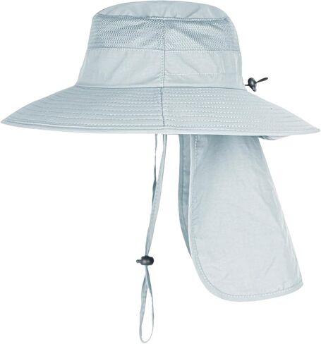 Sun Hats for Men Women with Neck Flap Fishing UPF 50+ UV Protection | Breathable Wide Brim Bucket Hat Water Resistant Adjustable Detachable Chin Strap Foldable Lightweight Hiking in Saudi Arabia