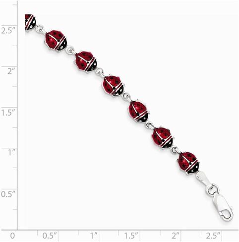 Sonia Jewels 925 Sterling Silver Enameled Lady Bug Bracelet 7" in Saudi Arabia