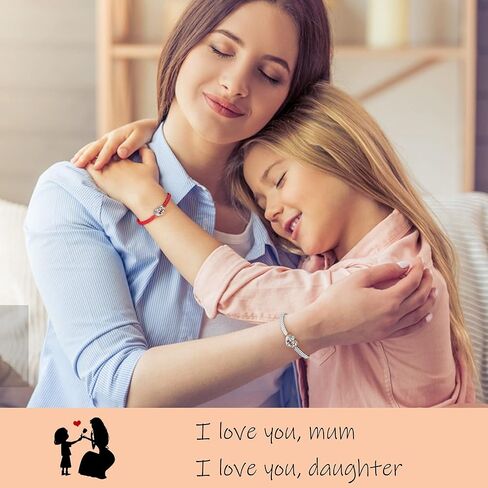 J.Endéar سوار الأم والابنة مصنوع يدويًا من حبل مضفر 925 من الفضة الاسترليني على شكل قلب للأم والابنة هدية عيد ميلاد للنساء والفتيات in Kuwait