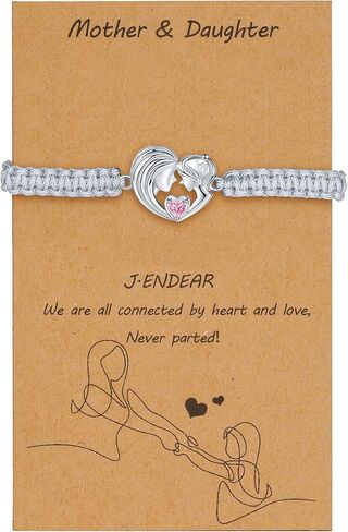 J.Endéar سوار الأم والابنة مصنوع يدويًا من حبل مضفر 925 من الفضة الاسترليني على شكل قلب للأم والابنة هدية عيد ميلاد للنساء والفتيات in Kuwait