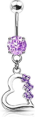 الحرية أزياء القلب 3 جوهرة الزهور التيتانيوم رمح البطن السرة خواتم 316L الفولاذ الجراحي in Kuwait