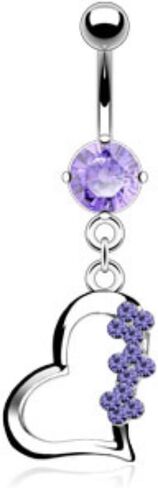 الحرية أزياء القلب 3 جوهرة الزهور التيتانيوم رمح البطن السرة خواتم 316L الفولاذ الجراحي in Kuwait