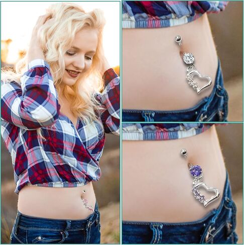 الحرية أزياء القلب 3 جوهرة الزهور التيتانيوم رمح البطن السرة خواتم 316L الفولاذ الجراحي in Kuwait