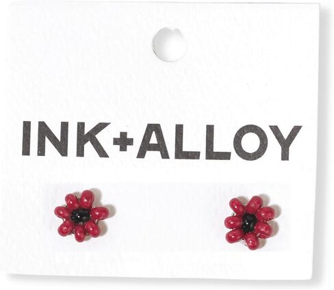 INK+ALLOY Daisy أقراط صغيرة مطرزة للنساء، أقراط Tina Mini Stud Petite Flower Bead Boho أقراط، مجوهرات مصنوعة يدويًا للبوهيمي الحديث in Saudi Arabia