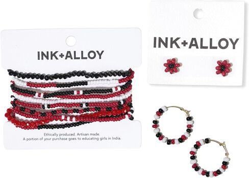INK+ALLOY Daisy أقراط صغيرة مطرزة للنساء، أقراط Tina Mini Stud Petite Flower Bead Boho أقراط، مجوهرات مصنوعة يدويًا للبوهيمي الحديث in Saudi Arabia
