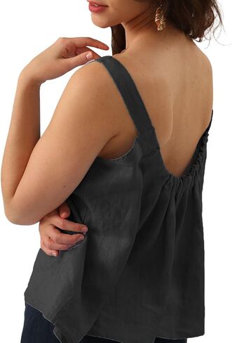 Amazhiyu Womens Pure Linen Square Neck Sleeveless Tank Tops for Casual Summer in Saudi Arabia