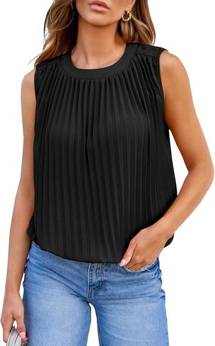 Angashion Women Tank Tops Crewneck - بلوزة صيفية كاجوال بدون أكمام فضفاضة بلون قميص in Kuwait