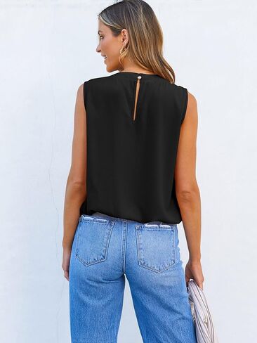 Angashion Women Tank Tops Crewneck - بلوزة صيفية كاجوال بدون أكمام فضفاضة بلون قميص in Kuwait