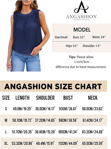 Angashion Women Tank Tops Crewneck - Summer Casual Blouse Sleeveless Loose Solid Color Shirt in Saudi Arabia