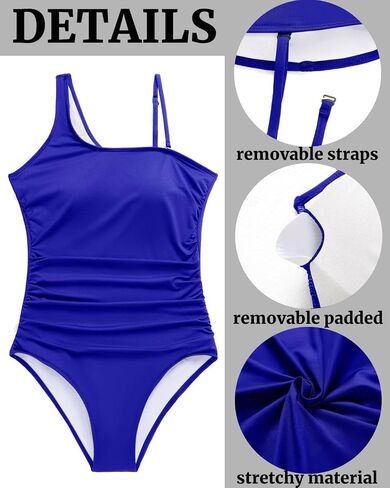 Tempt Me Women One Piece Swimsuits Tummy Control One Shoulder Bathing Suits Ruched Asymmetric Swimwear in Saudi Arabia