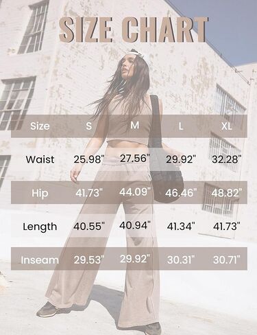 بنطال رياضي كاجوال للسيدات، بنطال رياضي بخصر عالٍ، بنطال رياضي للتمرين بأرجل واسعة مع جيوب in Kuwait