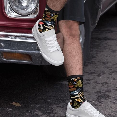 Yaateeh Mushroom Cute Funny Novelty Socks Unisex Crazy Crew Dress Socks in Kuwait