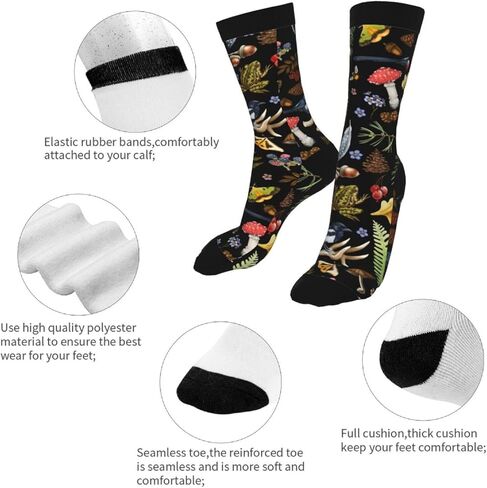 Yaateeh Mushroom Cute Funny Novelty Socks Unisex Crazy Crew Dress Socks in Kuwait