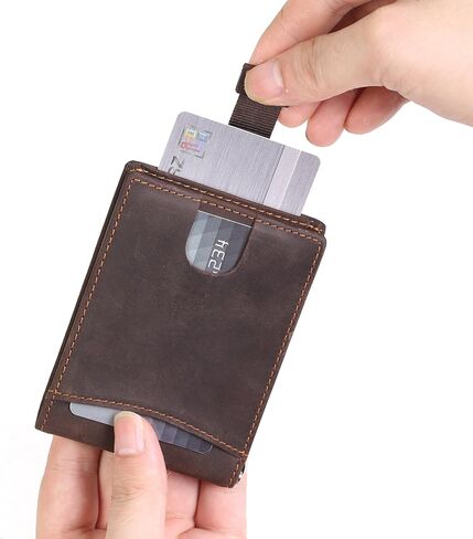 محفظة KissTies للرجال بجيب أمامي من جلد الغني بجيب أمامي RFID كتلة نقود ، بني فاتح in Kuwait