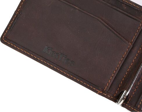 محفظة KissTies للرجال بجيب أمامي من جلد الغني بجيب أمامي RFID كتلة نقود ، بني فاتح in Kuwait