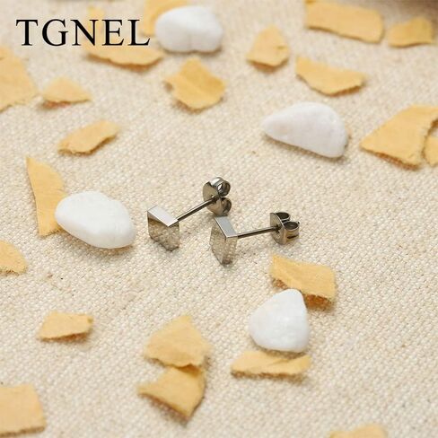 TGNEL Geometric Stud Earrings Pure Titanium Earrings Nickel Free Bar/Square/Rectangle/Triangle/Dot/Heart/Paw Earrings Hypoallergenic for Women Men in Kuwait