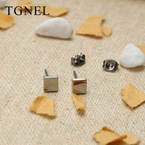 TGNEL Geometric Stud Earrings Pure Titanium Earrings Nickel Free Bar/Square/Rectangle/Triangle/Dot/Heart/Paw Earrings Hypoallergenic for Women Men in Kuwait