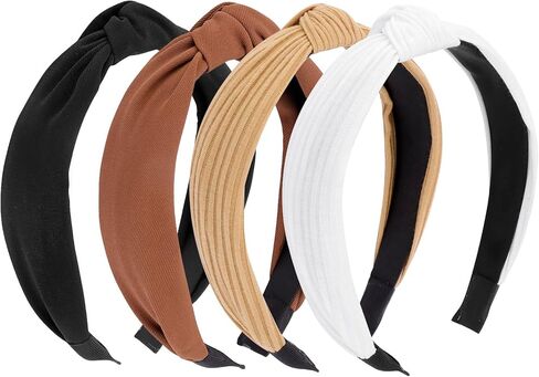 عصابة رأس معقودة للنساء، 4 قطع من عصابات الرأس غير قابلة للانزلاق للنساء، عصابات رأس لشعر المرأة، عصابة رأس عصرية سوداء محايدة، إكسسوارات للشعر للنساء والفتيات in Kuwait