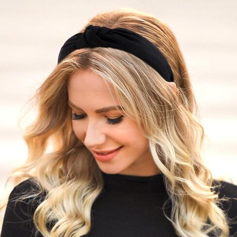 عصابة رأس معقودة للنساء، 4 قطع من عصابات الرأس غير قابلة للانزلاق للنساء، عصابات رأس لشعر المرأة، عصابة رأس عصرية سوداء محايدة، إكسسوارات للشعر للنساء والفتيات in Kuwait