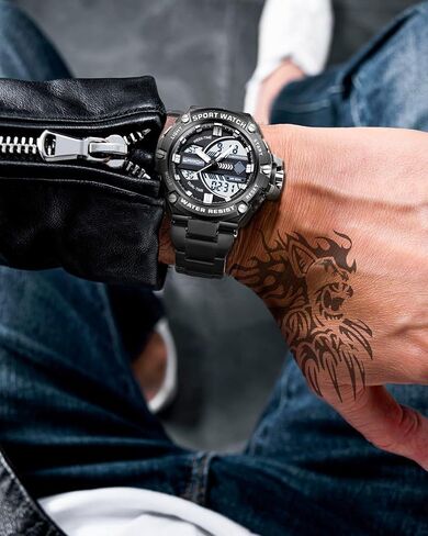 FORSINING Watch for Men, Waterproof Military Digital Analog Watches, Sports Outdoor Wrist Watch Date Multi Function Tactics LED Alarm Stopwatch in Kuwait